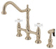 Kingston Brass Bridge Kitchen Faucet With Brass Sprayer, Polished Nickel