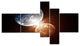Kiss Between Two Planets, Spacescape Canvas Art Print, 60"x32", 5 panels