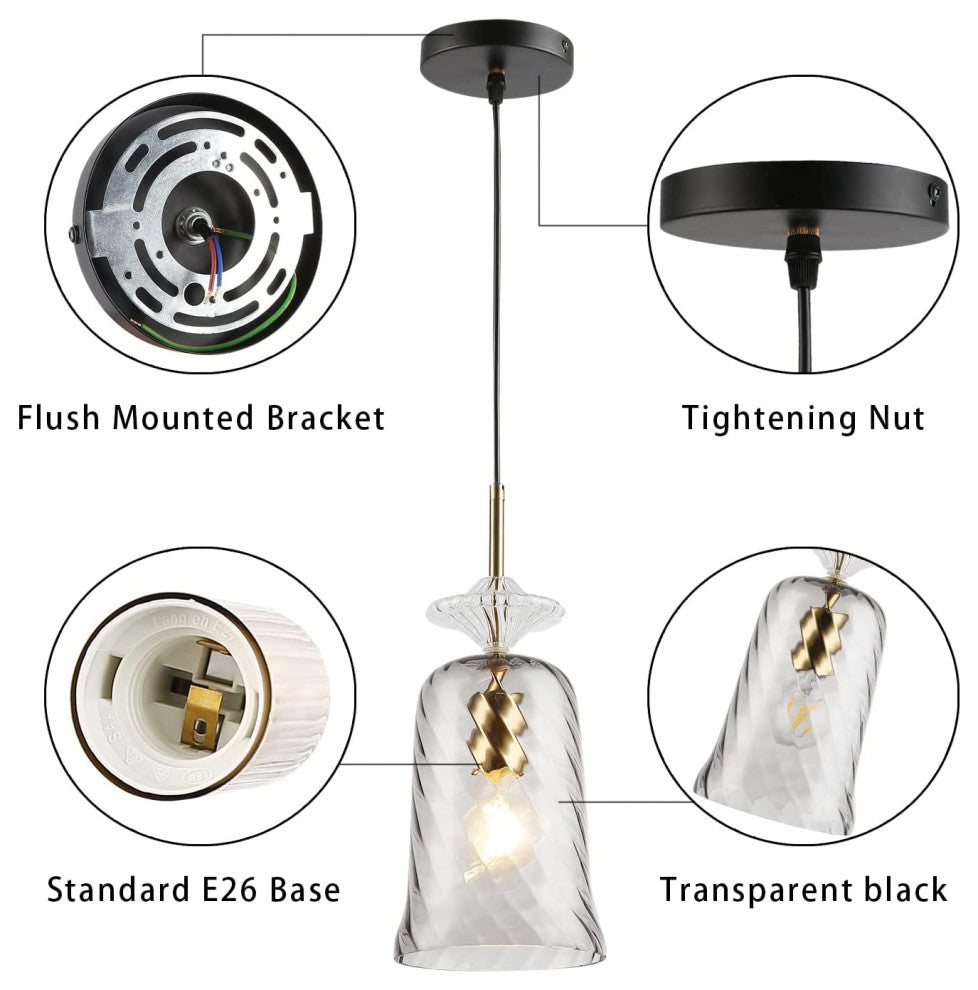 Modern Pendant Lighting, Adjustable Hanging, Glass Shade