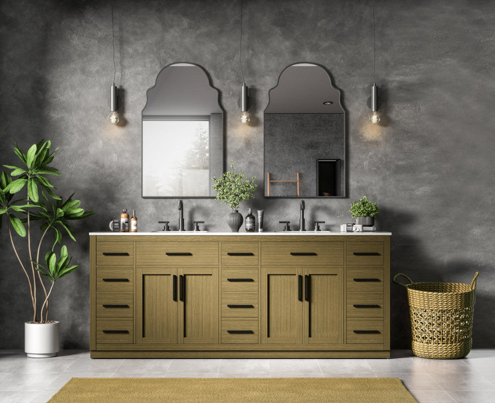 Home Living 84" Double Bathroom Vanity, Chestnut Brown