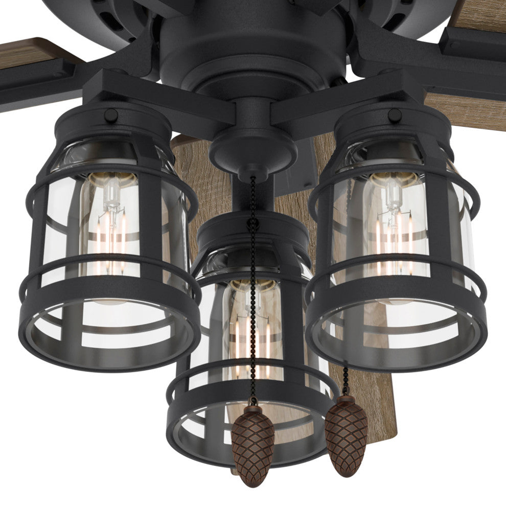 Hunter 52" Mt. Vista Ceiling Fan, Natural Iron With LED Light and Pull ChainNone