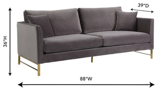 TOV Furniture Massi Grey Velvet Sofa