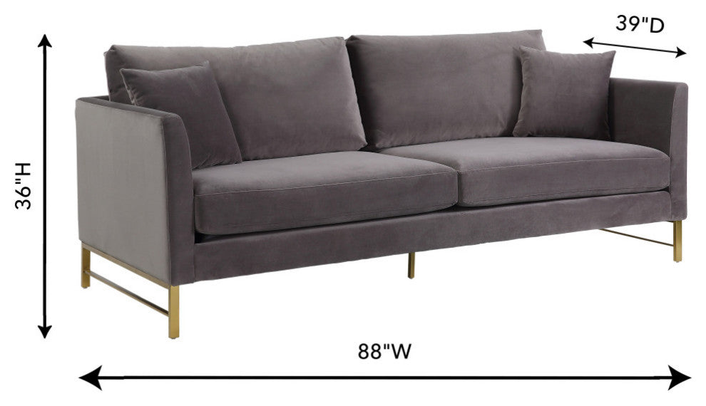 TOV Furniture Massi Grey Velvet Sofa