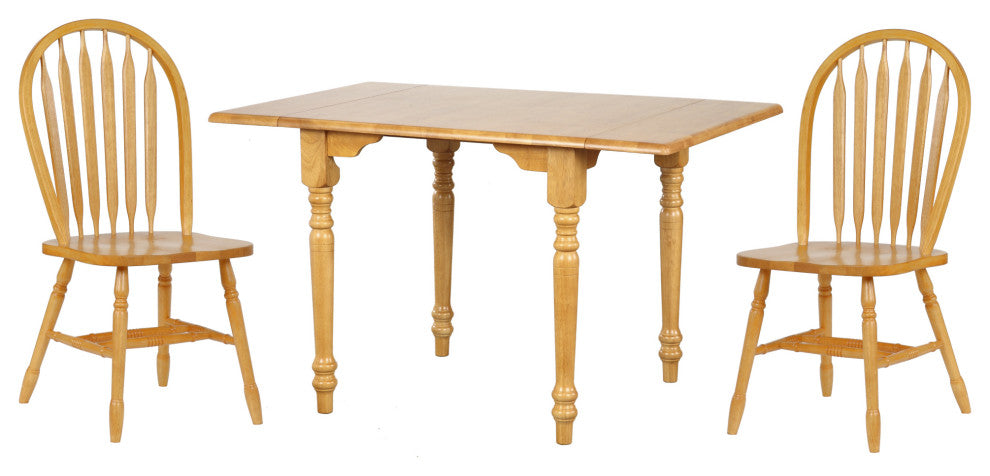 3-Piece 48" Rectangular Extendable Dining Set, Light Oak Wood, Seats 4
