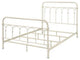 Benzara BM263589 Metal Full Size Bed With Rectangular Spindle Headboard, White