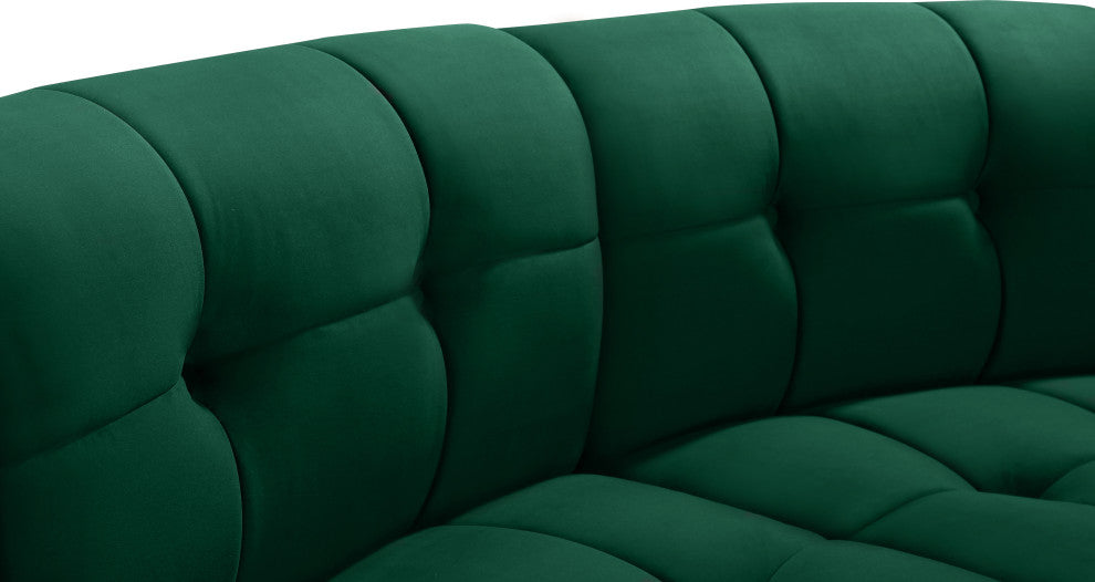 Limitless Velvet Upholstered 2-Piece Modular Sectional, Green