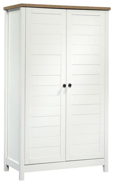 Pemberly Row Contemporary Tall Wood Storage Cabinet in Soft white