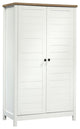 Pemberly Row Contemporary Tall Wood Storage Cabinet in Soft white