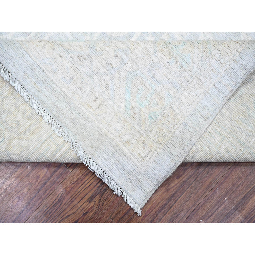 Chrome Gray Khotan Pomegranate Wool Hand Knotted Oriental Rug, 7'11"x9'10"