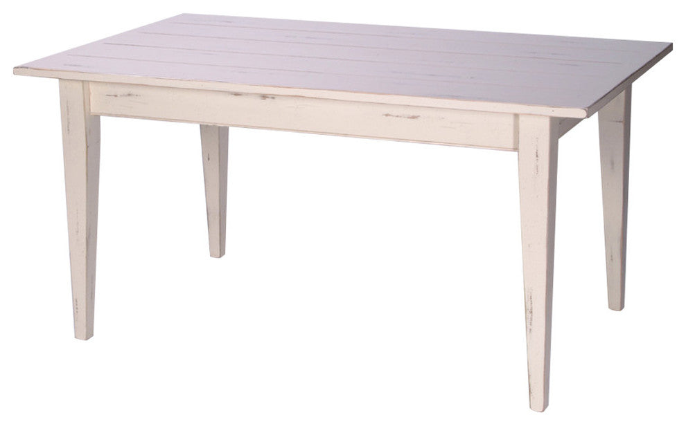 Windham Dining Table, Antique White, Distressed, 42"x72"