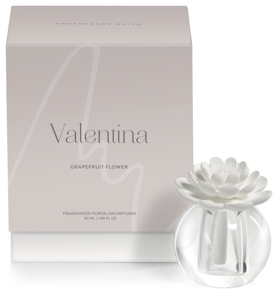 Valentina 50 ml Crystal Ball Porcelain Diffuser, Grapefruit Flower