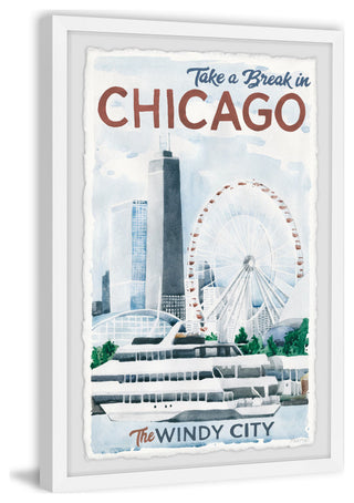 "Take a Break in Chicago" Framed Painting Print, 12x18