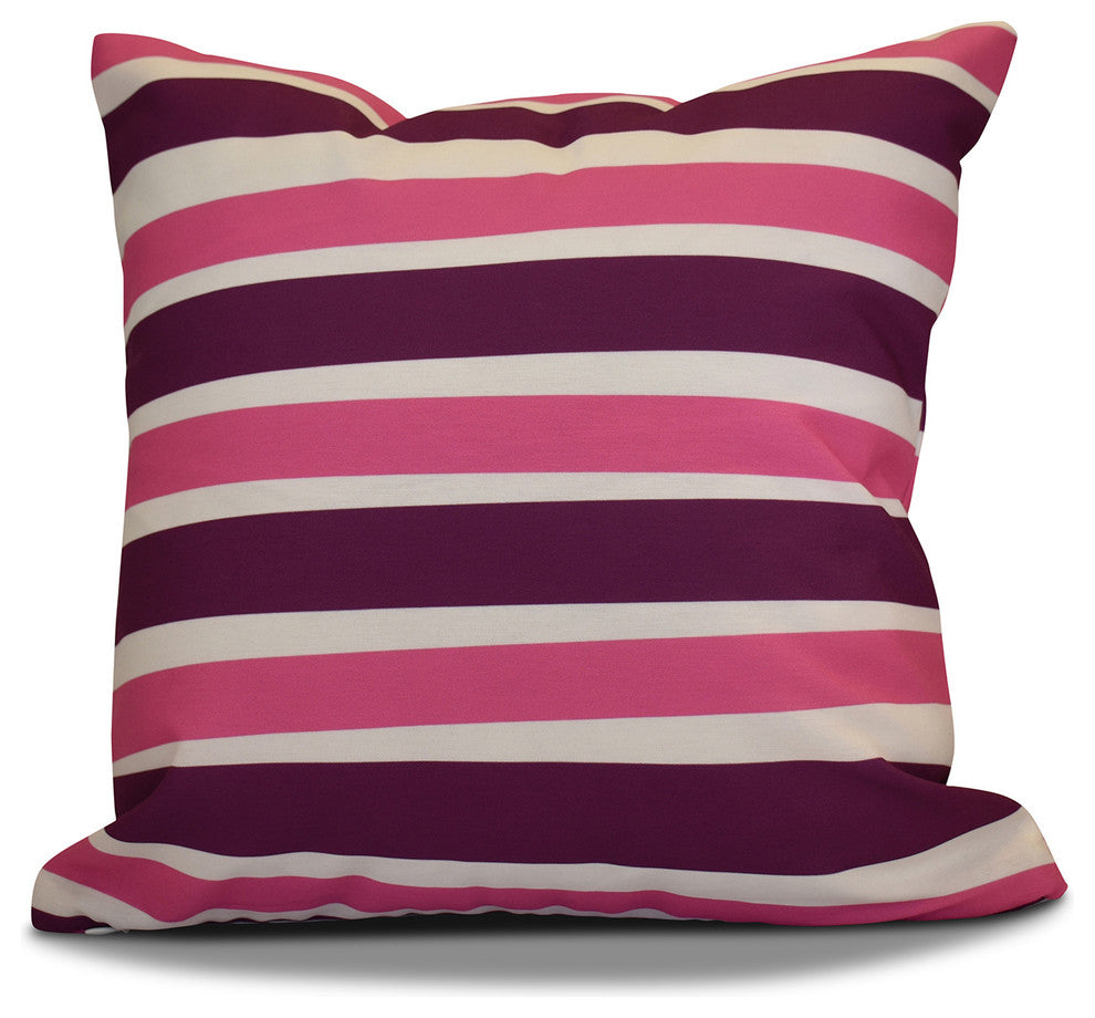 Decorative Outdoor Holiday Pillow, Stripe, Purple, 16"x16"