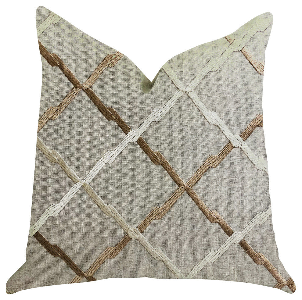 Urban Square Brown and Beige Luxury Throw Pillow, 18"x18"