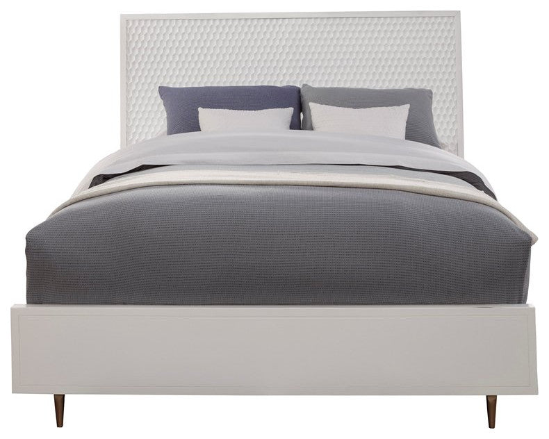 Origins by Alpine White Pearl Full Wood Panel Bed in White