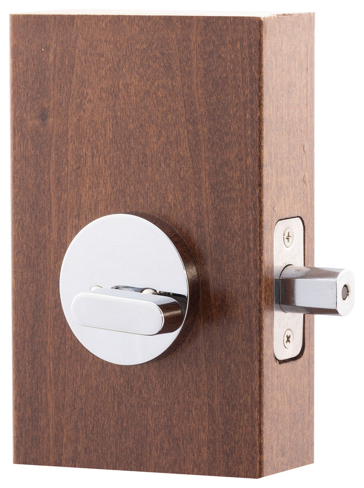 Mid Century Single Cylinder Deadbolt, Polished Stainless