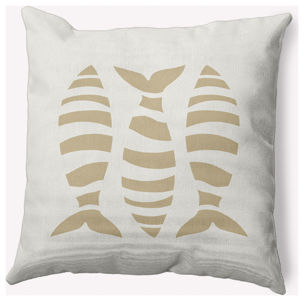26x26" Puzzle Fish Nautical Decorative Indoor Pillow, Taupe