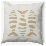26x26" Puzzle Fish Nautical Decorative Indoor Pillow, Taupe