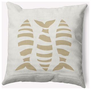 26x26" Puzzle Fish Nautical Decorative Indoor Pillow, Taupe