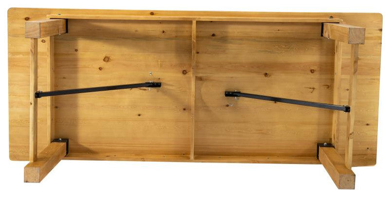 HERCULES Series 8' x 40" Solid Pine Folding Farm Table, Light Natural