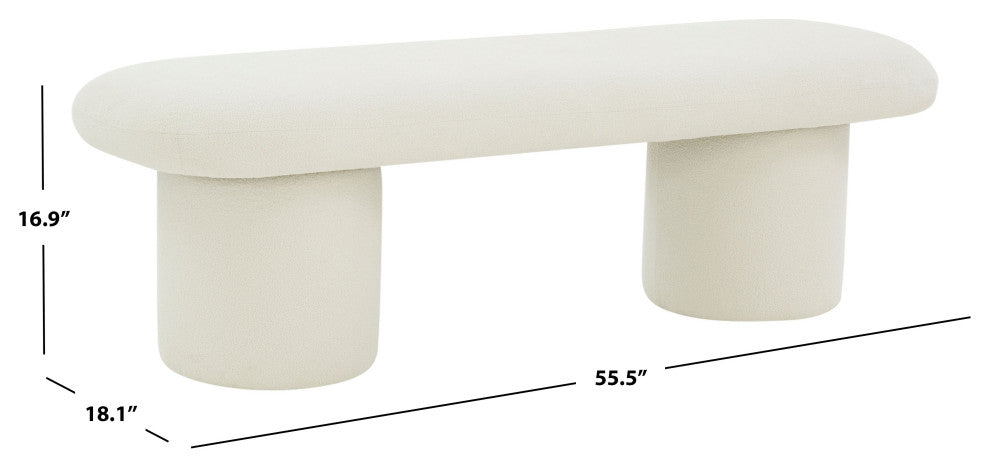 Safavieh Couture Cassandralee Boucle Bench, Ivory