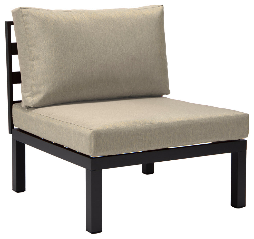 LeisureMod Hamilton 7-Piece Patio Sectional Set With Fire Pit Table, Beige