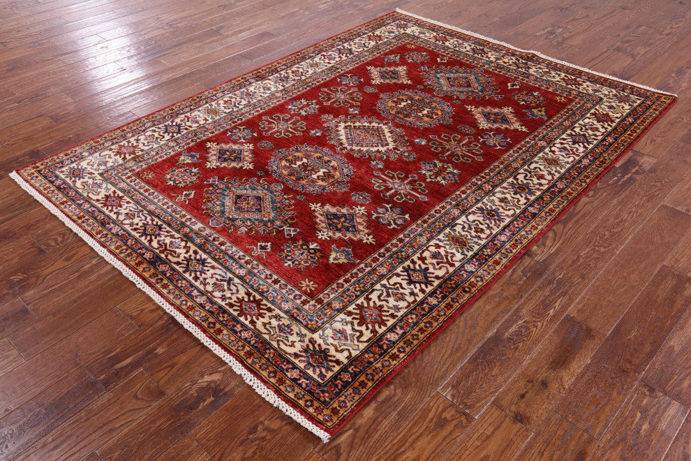 5' 7" X 7' 9" Super Kazak Geometric Handmade Wool Rug Q10254