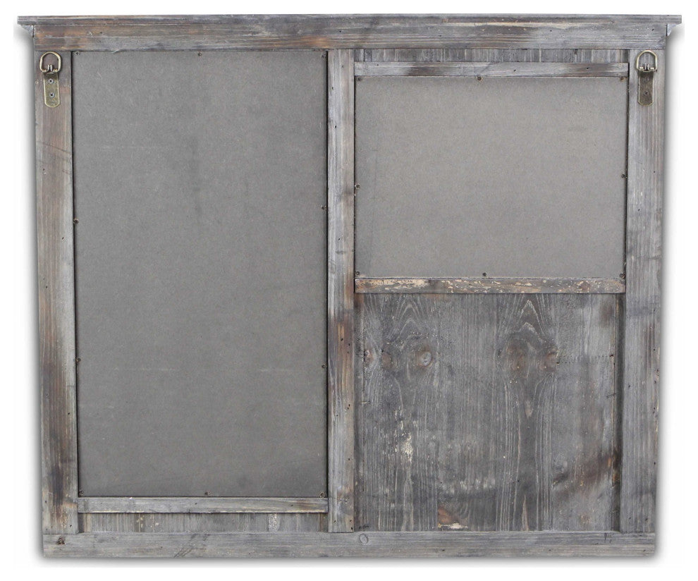 HomeRoots Gray Wooden Wall Chalkboard With Side Storage Basket