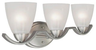 3 Light Bath Bracket, Brushed Nickel, Clear Outer & Sandblast Inner Glass