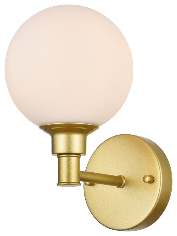 1 Light Brass And Frosted White Bath Sconce