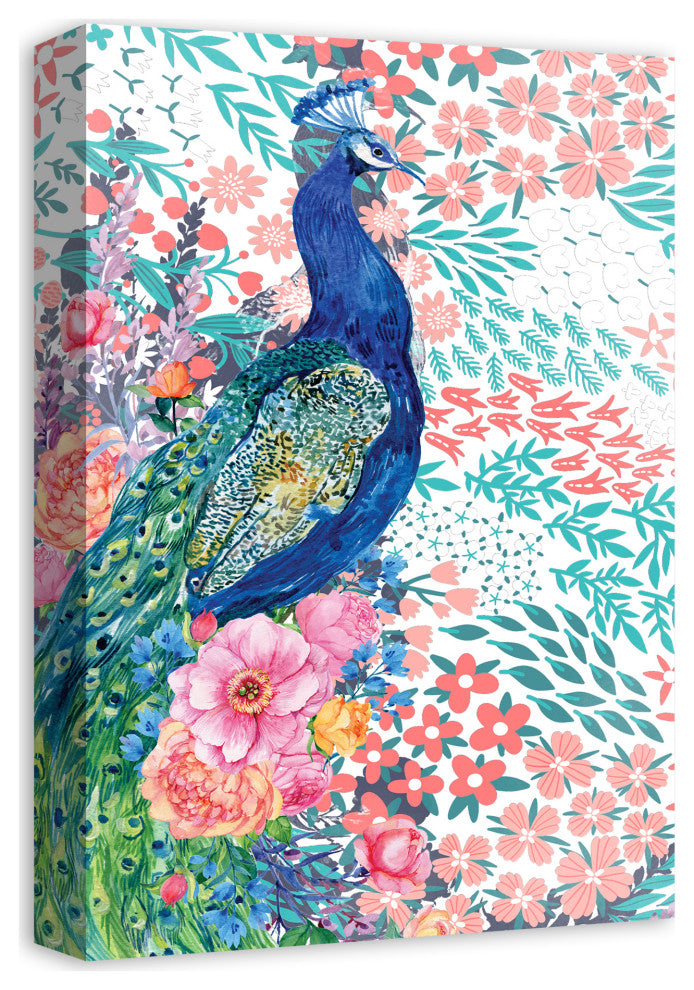 Watercolor Peacock 12x18 Canvas Wall Art