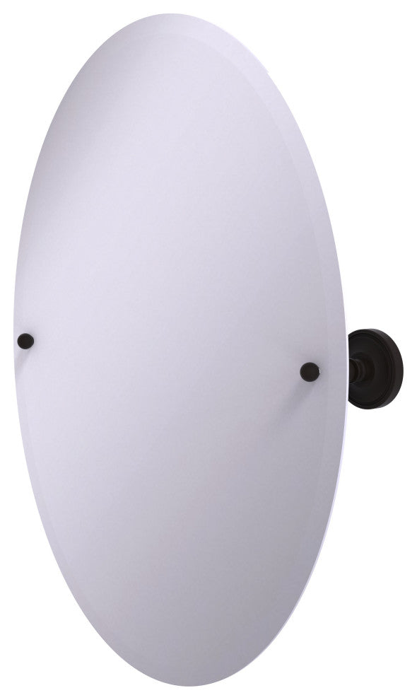Frameless Oval Beveled Edge Tilt Mirror, Oil Rubbed Bronze