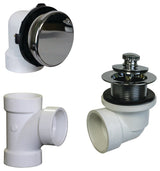 Illusionary Overflow, Sch. 40 PVC Plumbers Pack With Lift & Turn Bath Drain