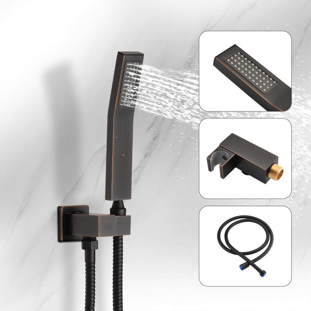 Ceiling Mounted Shower System Set With 12" Rain Shower Head, Oil-Rubbed Bronze