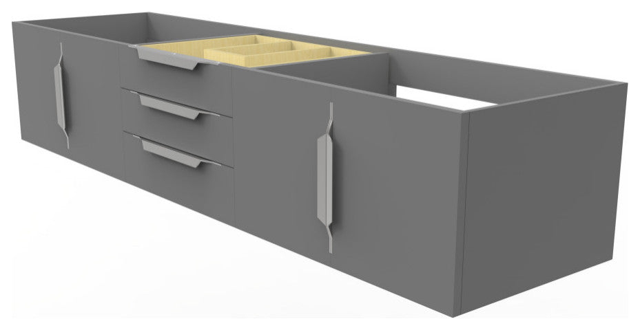 CastelloUSA Alpine 72" Wall Mounted Vanity, Base Only, Gray, Brushed Nickel
