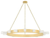 Citrine LED Chandelier, Vintage Brass