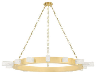 Citrine LED Chandelier, Vintage Brass