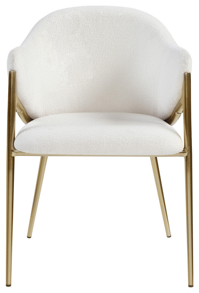 Nial Boucle Fabric Upholsetered Black Dining Chair, Set of 2, Cream