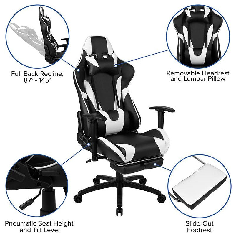 X30 Gaming Ergonomic Computer Chair w/Fully Reclining Back & Slide-Out Footrest,
