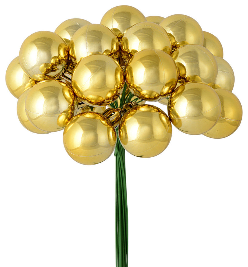 Vickerman N180108 6" Gold Shiny Ball Ornament Christmas Pick, Pack of 2