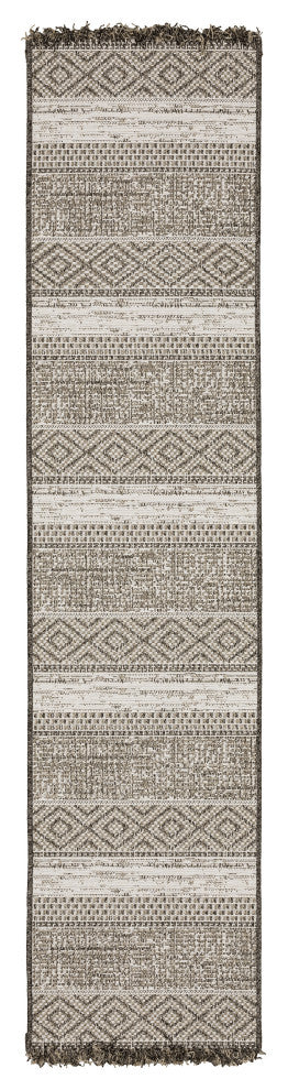 Genoa Southwestern Beige/ Black Flatwoven Indoor-Outdoor Rug Runner 1'10" x 7'6"