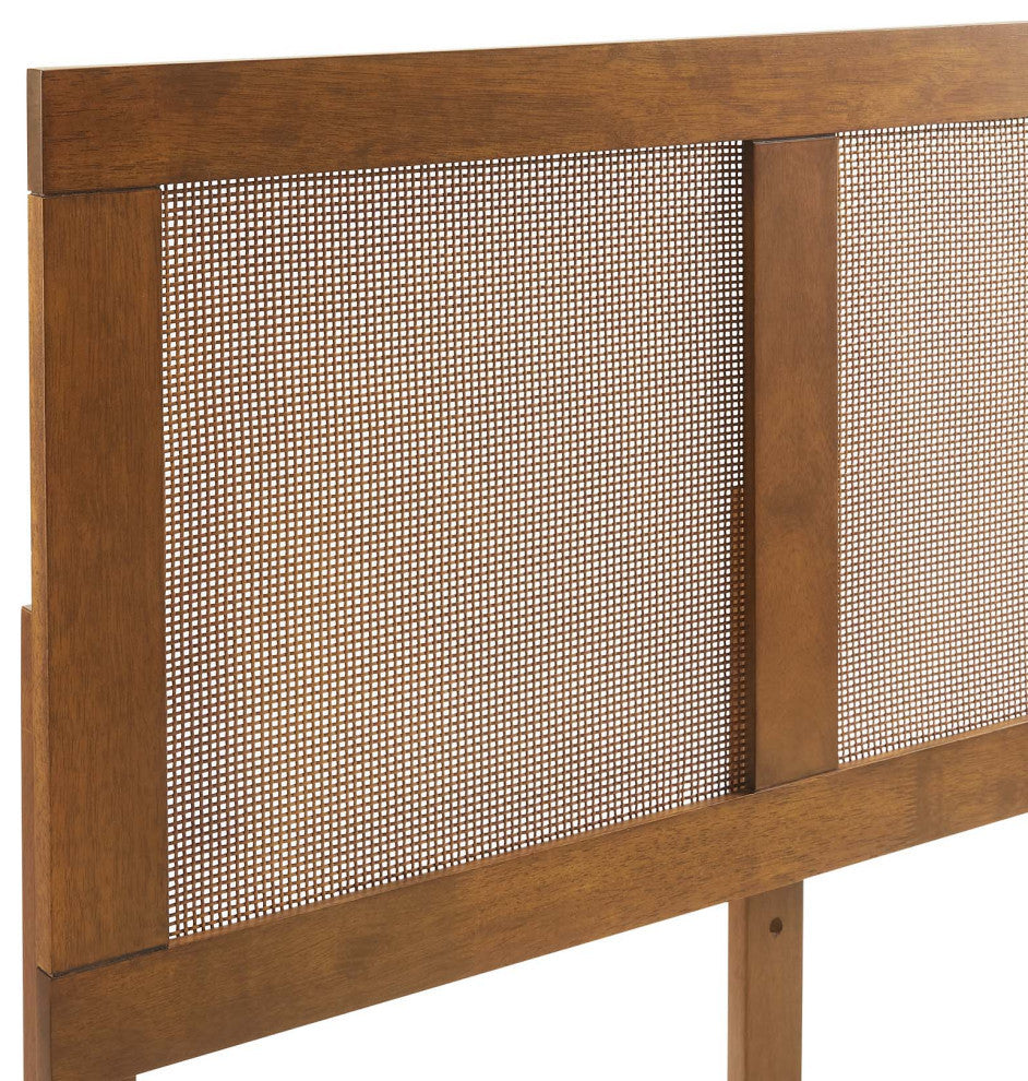 Sirocco Rattan and Wood Twin Platform Bed, Walnut