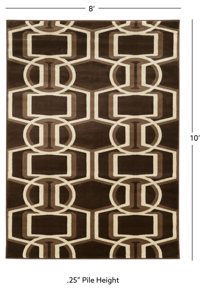Linon Roma Bridle Power Loomed Polypropylene 8'x10' Rug in Brown