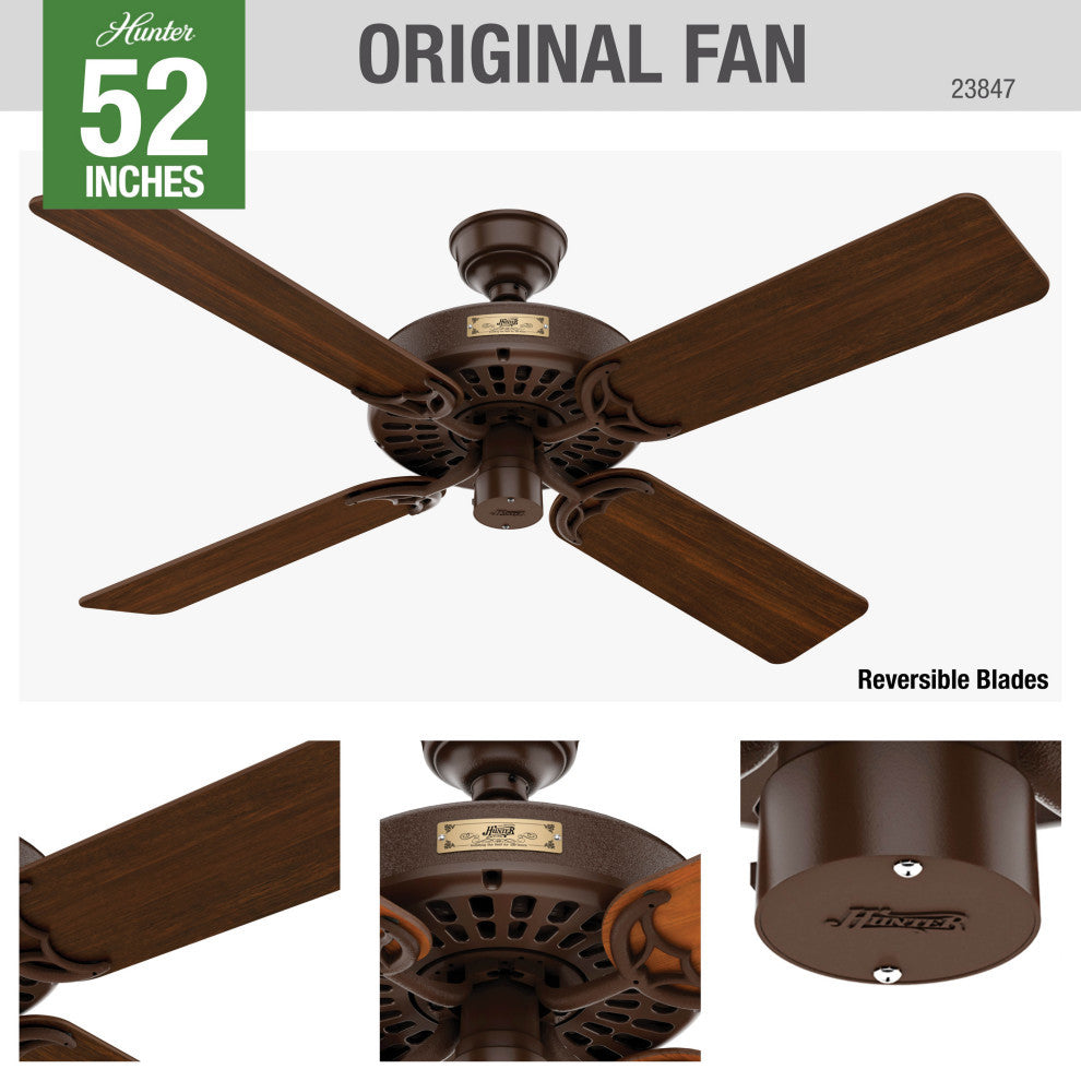 Hunter Fan Company 52" Outdoor Orig Teak Blades Chestnut Brown Ceiling Fan