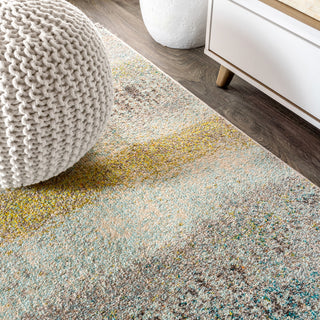 Contemporary POP Modern Abstract Vintage Area Rug, Cream/Yellow, 4 X 6