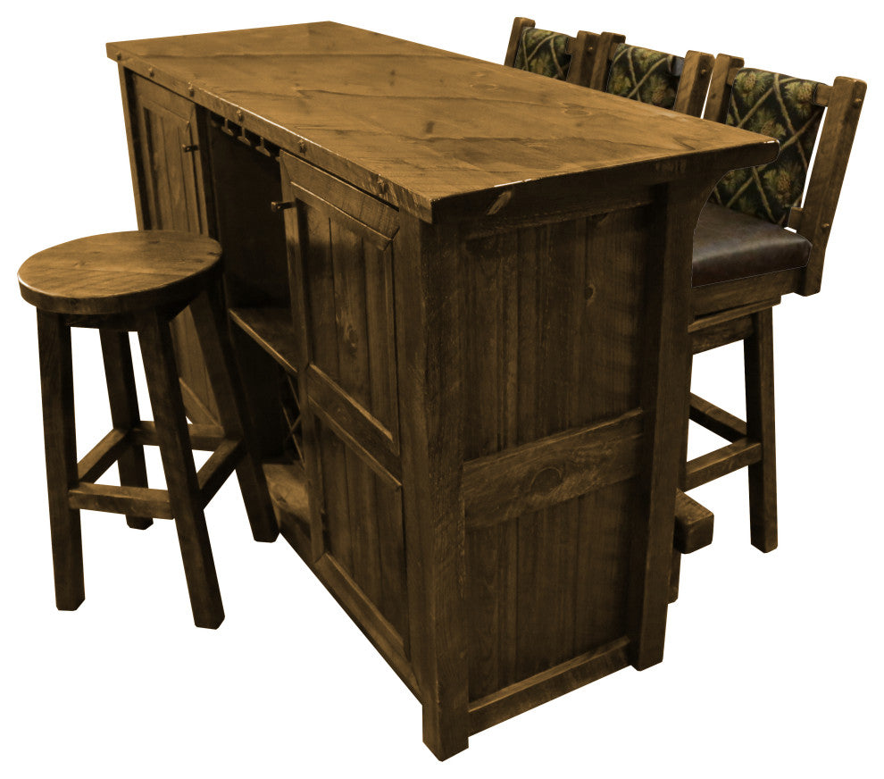 Barnwood Style Timber Peg Freestanding Bar Set, Woodland Smoke, Black Pine Cone and Quarter Espresso
