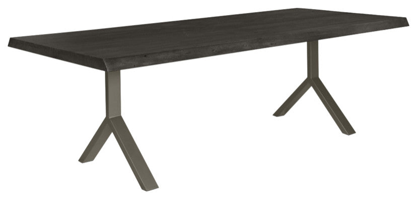 Brooks Dining Table, Y Base, 40"x79", Ebonized Top, Pewter Base