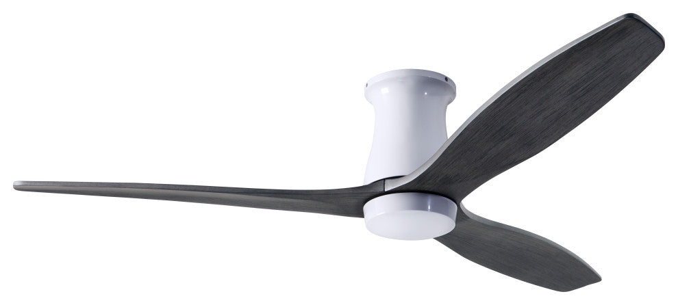 Arbor Flush Fan Gloss White, 54" Ebony Blades, Wall/Remote Control