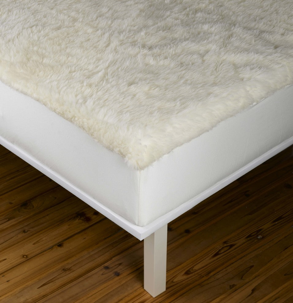 myDual Pad, Washable and Reversible Wool Mattress Pad, TwinXL 39x81", Ivory