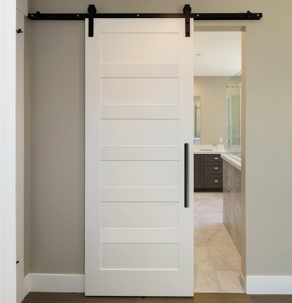Shaker Sliding Wood Barn Door with 10 different panel designs +  Hardware, Unfinished (Primed), 32"x84" Inches